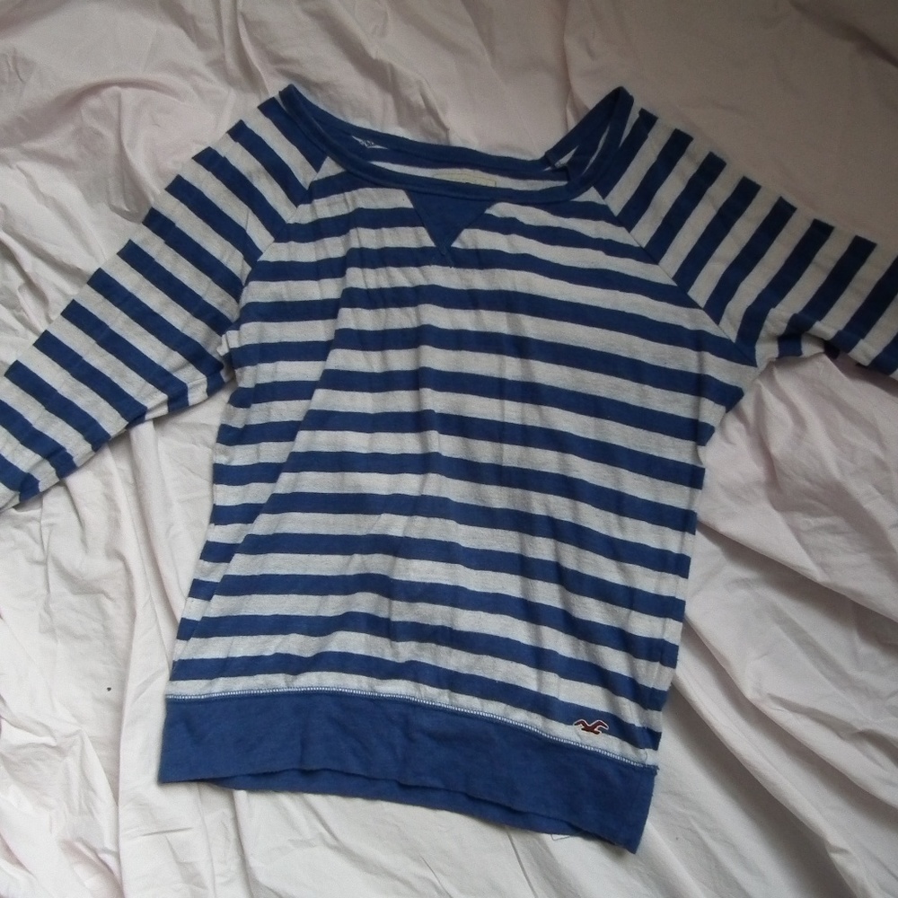 Hollister Blue and White Sweater